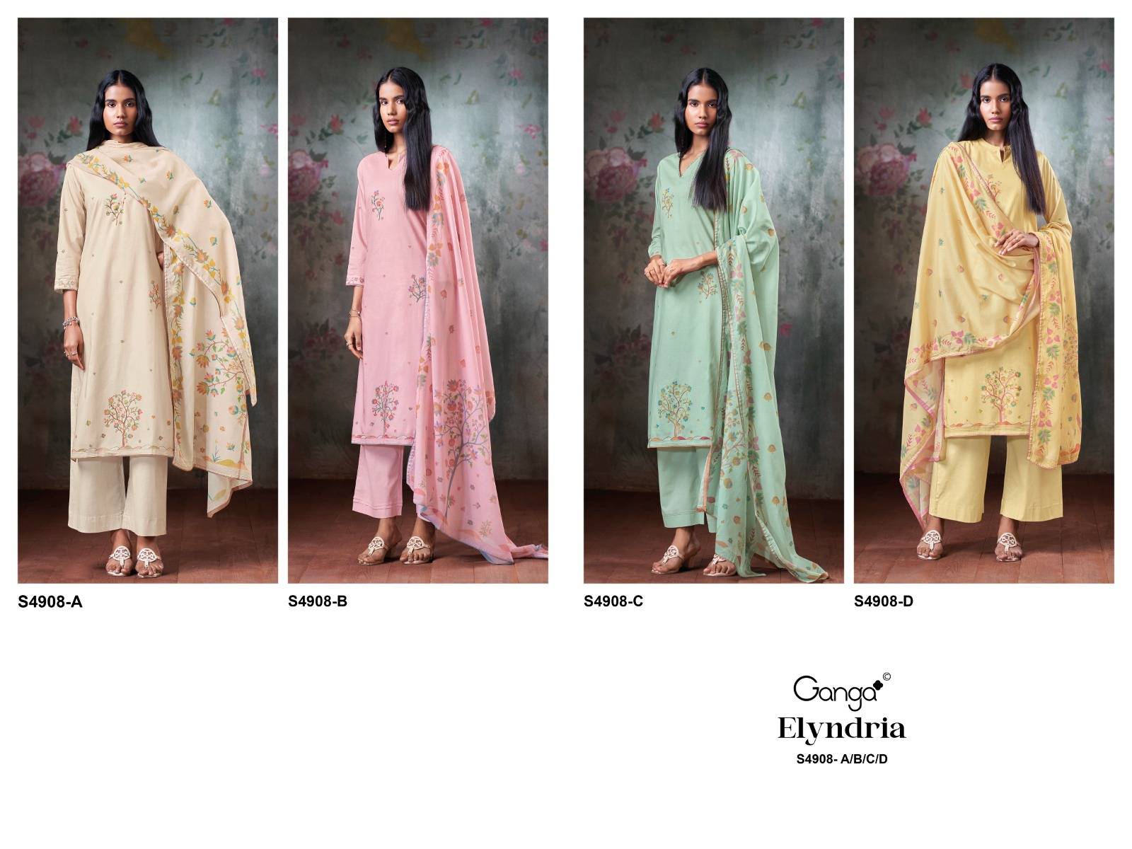 ELYNDRIA 4908 By GANGA FASHION Stylish Beautiful Colourful Cotton Dresses At Wholesale Price